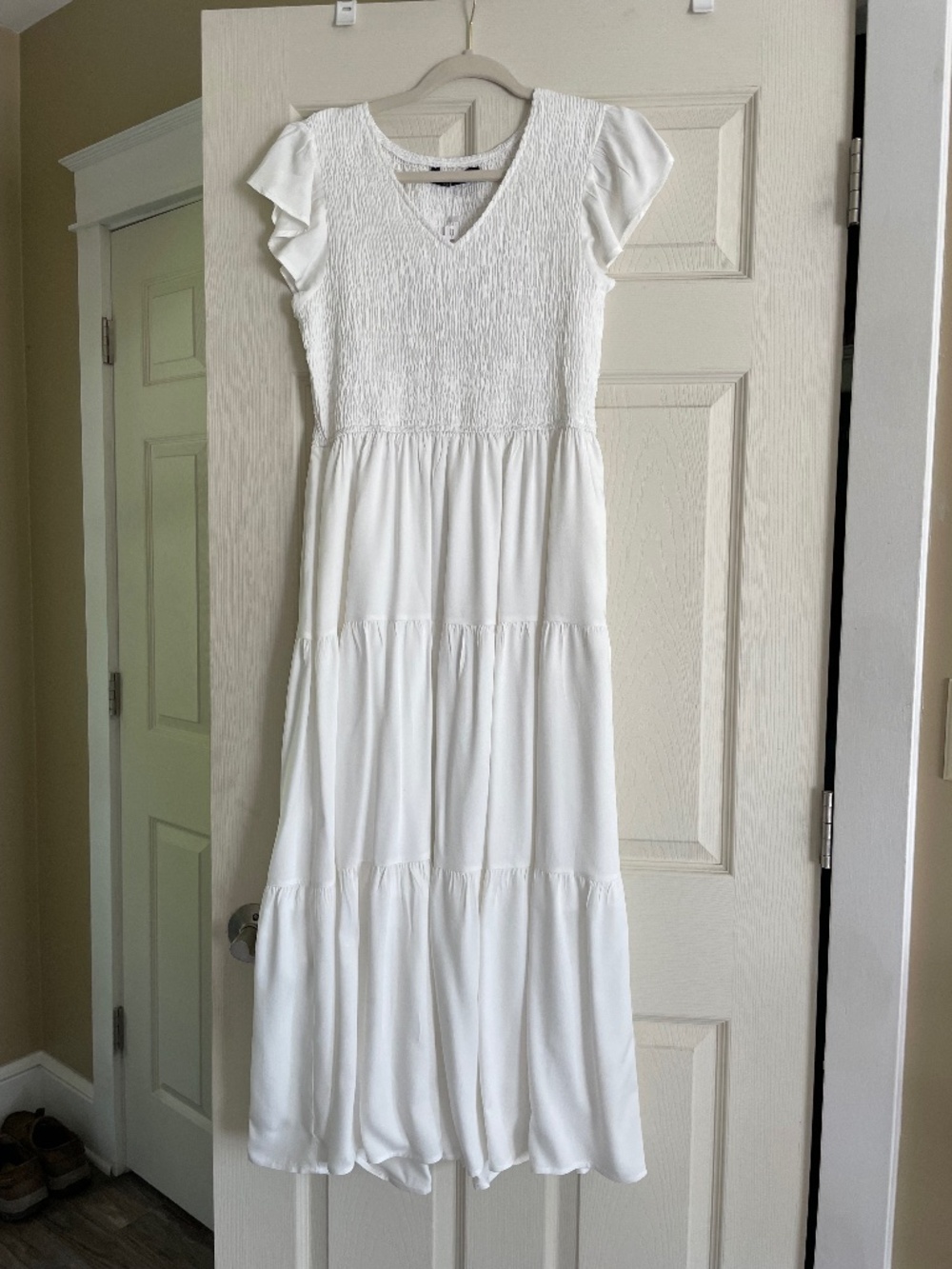 Merokeety Womens Summer Midi Dress, White, Size Medium